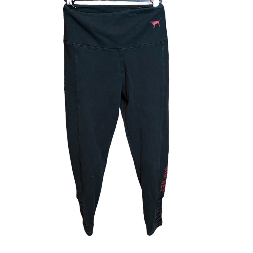 Pink by Victoria’s Secret with 5th & Ocean yoga pants, IU Big Red at bottom